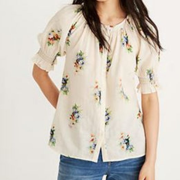 Madewell Tops - Madewell Smocked Button-Down Top Classic Corsage